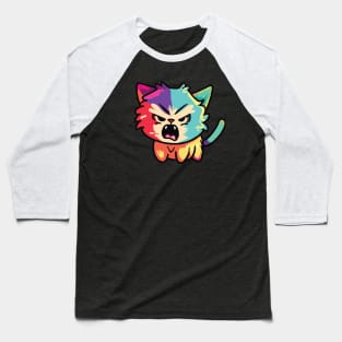 Colorful cute angry hissing cat Baseball T-Shirt